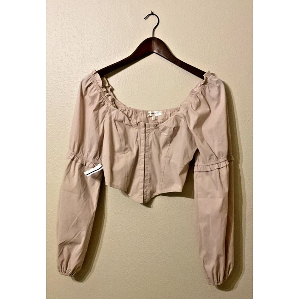French Kiss Tan Stretch Corset Style Crop Top Size Medium